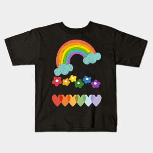 Rainbow with Flower summer Kids T-Shirt